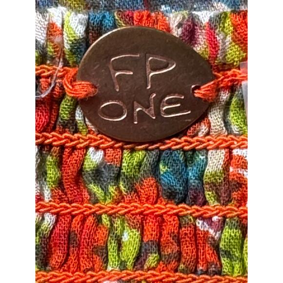 NWOT Free People Orange Multi Floral Tiered Baby Doll Blouse Extra Small - Picture 15 of 15